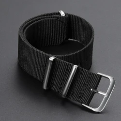 Versatile Nylon Braided Canvas Watch Strap - Army Sports Edition - 22mm (Black)