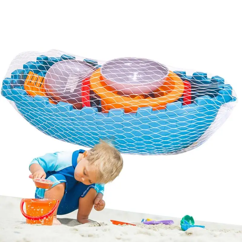 

Sand Toys 9Pcs Beach Toys With Mesh Bag Sand Bucket And Shovels Set Castle Molds Beach Boat Travel Sandbox Toys For Kids