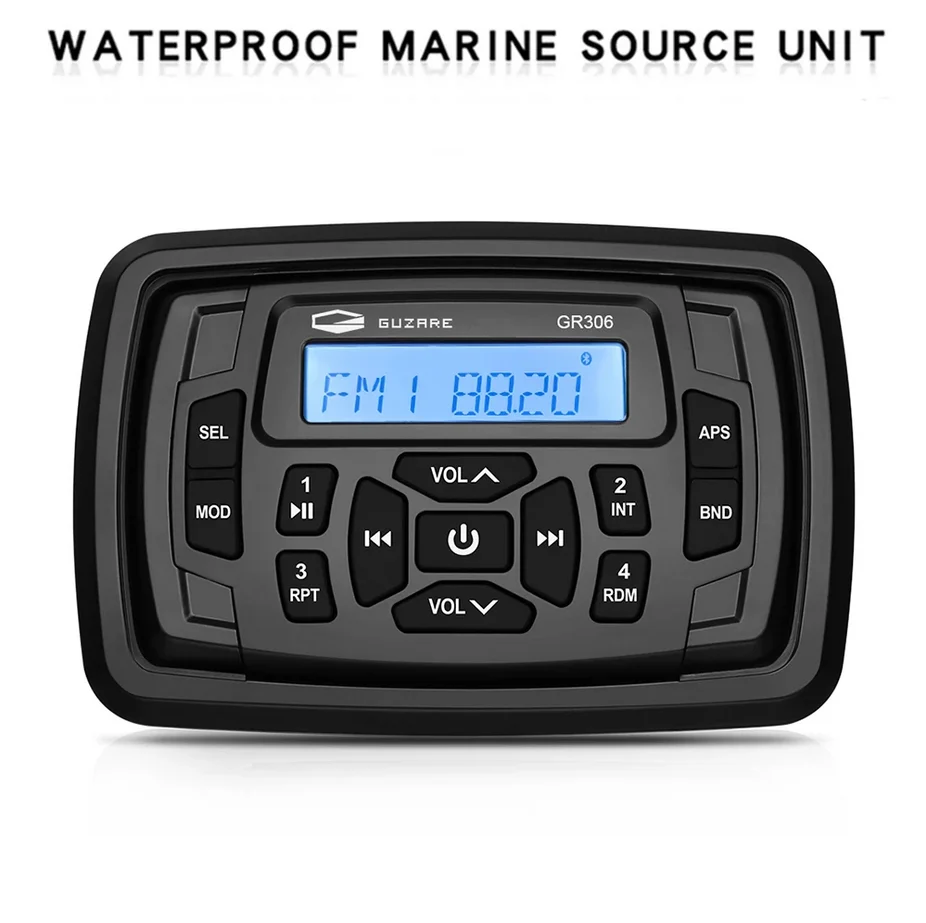 Guzare Marine Stereo Impermeabile Bluetooth Boat Radio Ricevitore Fm Per Utv Atv Rv Golf Cart Polaris Ranger Jet Ski