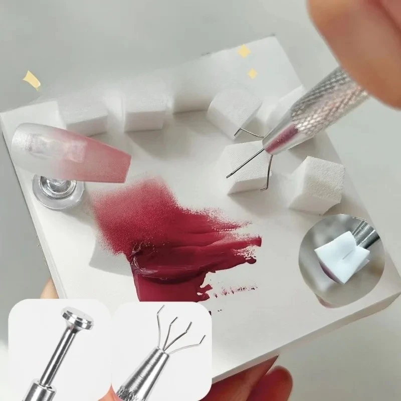 Square Nail Art Sponge Set Gradient Nail Brushes Gel Polish Design Nail Sponge Grab Pen Manicure Supplies