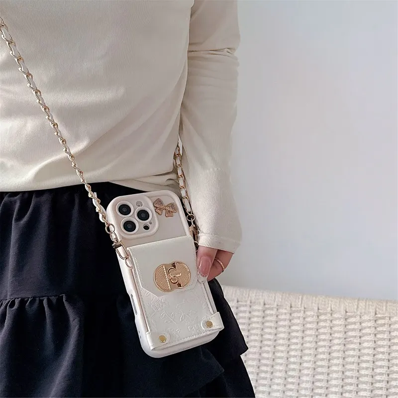 Butterfly Rope Chain Wallet Phone Case Cover