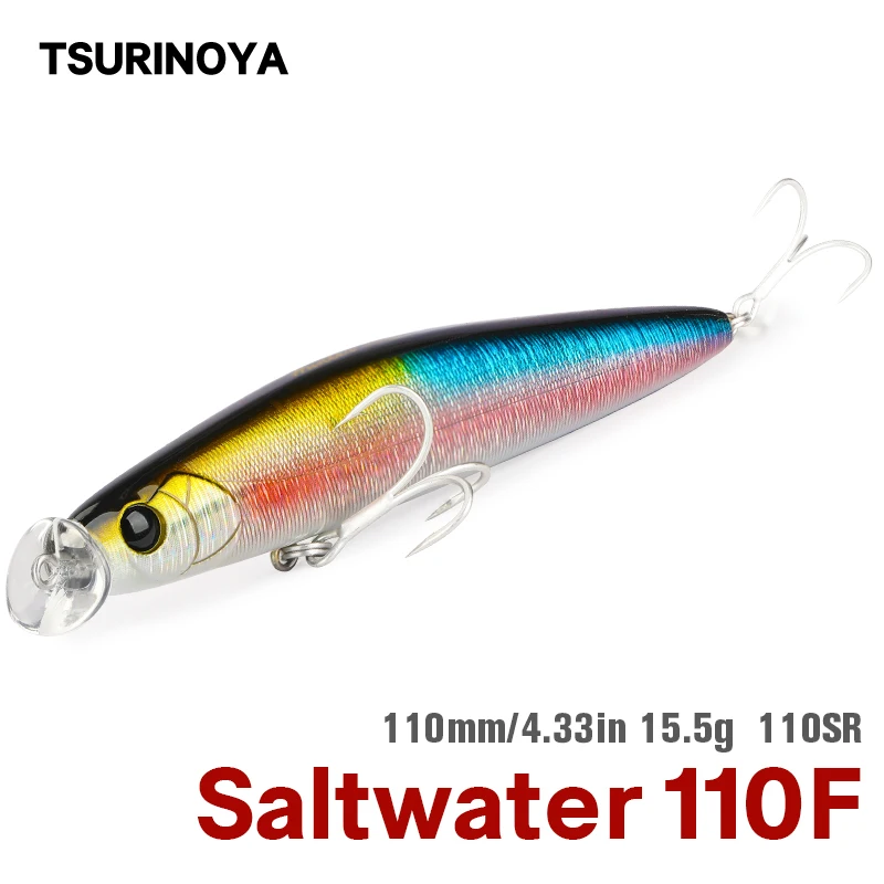 

TSURINOYA Saltwater Floating Minnow Fishing Lure HUNTER 110SR DW81 110mm 15.5g Shallow Range Pencil Trout Sea Bass Pike Minnow