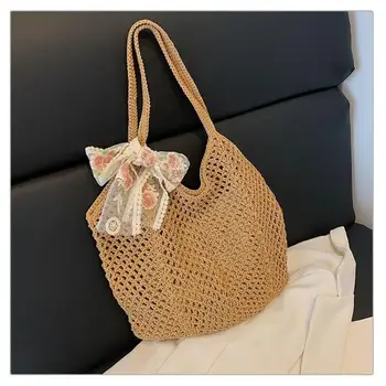 Borsa da Spiaggia Intrecciata Grande Capacità Fatta a Mano per Donna, Comfort e Stile per il Trasporto a Spalla