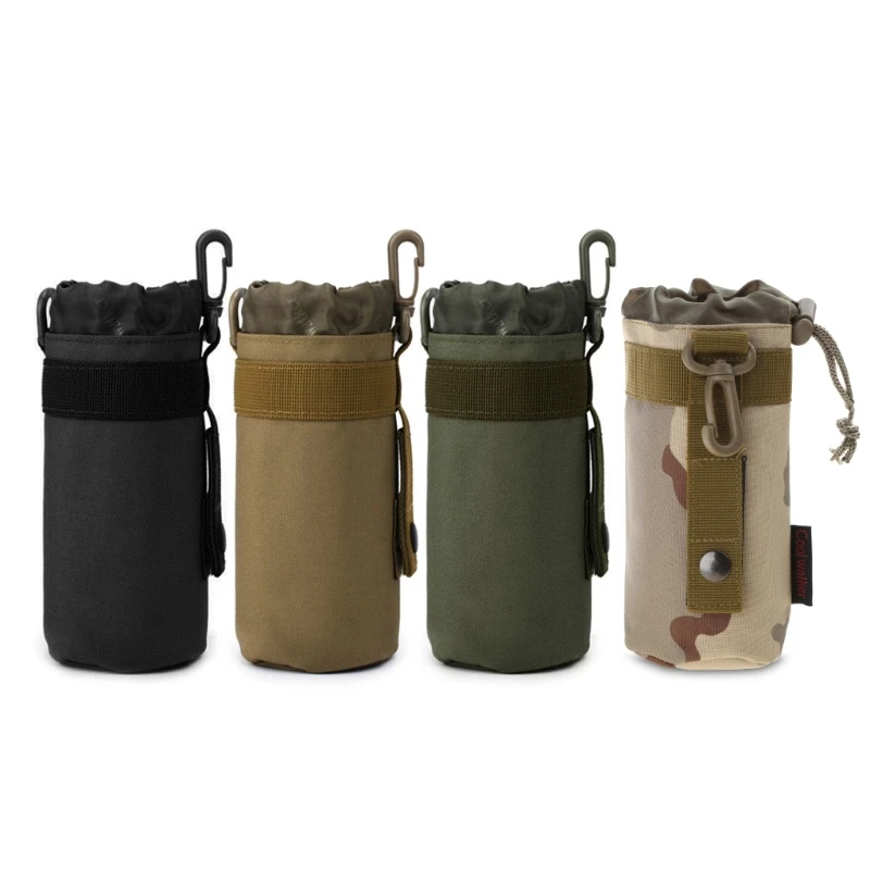 

Tactic Water Bottle Pouch Waterproof Molle Bottle Holder Bag Adjustable Webbing Water Bottle Holder Bag with Drawstring