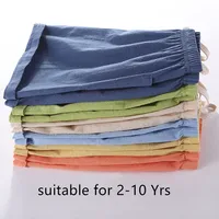 Shorts d'été en coton et lin pour garçons et filles, pantalons de plage décontractés, confortables, pour enfants de 2 à 10 ans, tendance 4