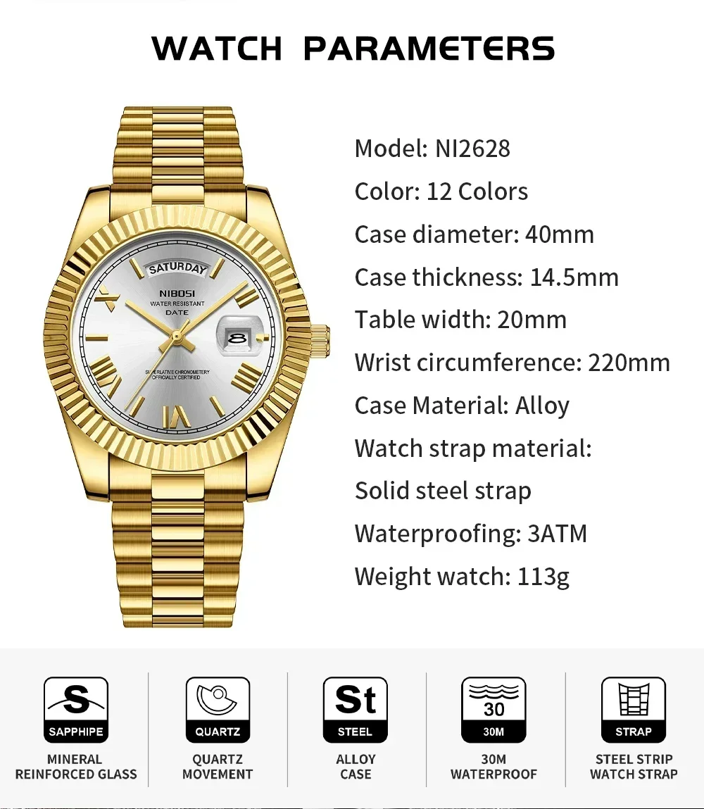 NIBOSI Luxury Men Quartz Watch Waterproof Date Luminous Wristwatch Sports Stainless Steel Men's Watches Male Clock Reloj Hombre - Image 2