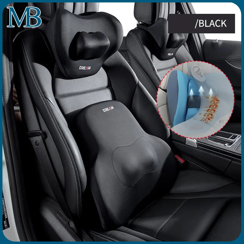 

2024 New Style Car Lumbar Support Seat Headrest Cushion Car Backrest Protector GoodDriving Memory Cotton Neck Pillow Accessories