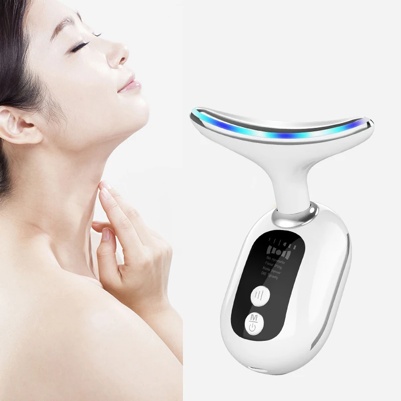 

Facial skin tightening facial lift neck lift beauty device 3 colors led photon therapy face neck lifting massager