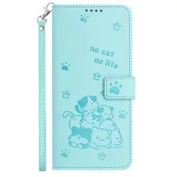 3D Cat Wallet Flip Cover with Strap - Leather Phone Case for Samsung J4 Plus 2018 (F)
