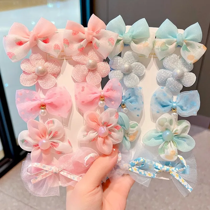 6/10/12pcs Children's Bow 10 Piece Hair Clip Cute Baby Headwear Princess Hair Clip Headwear Kids Gift