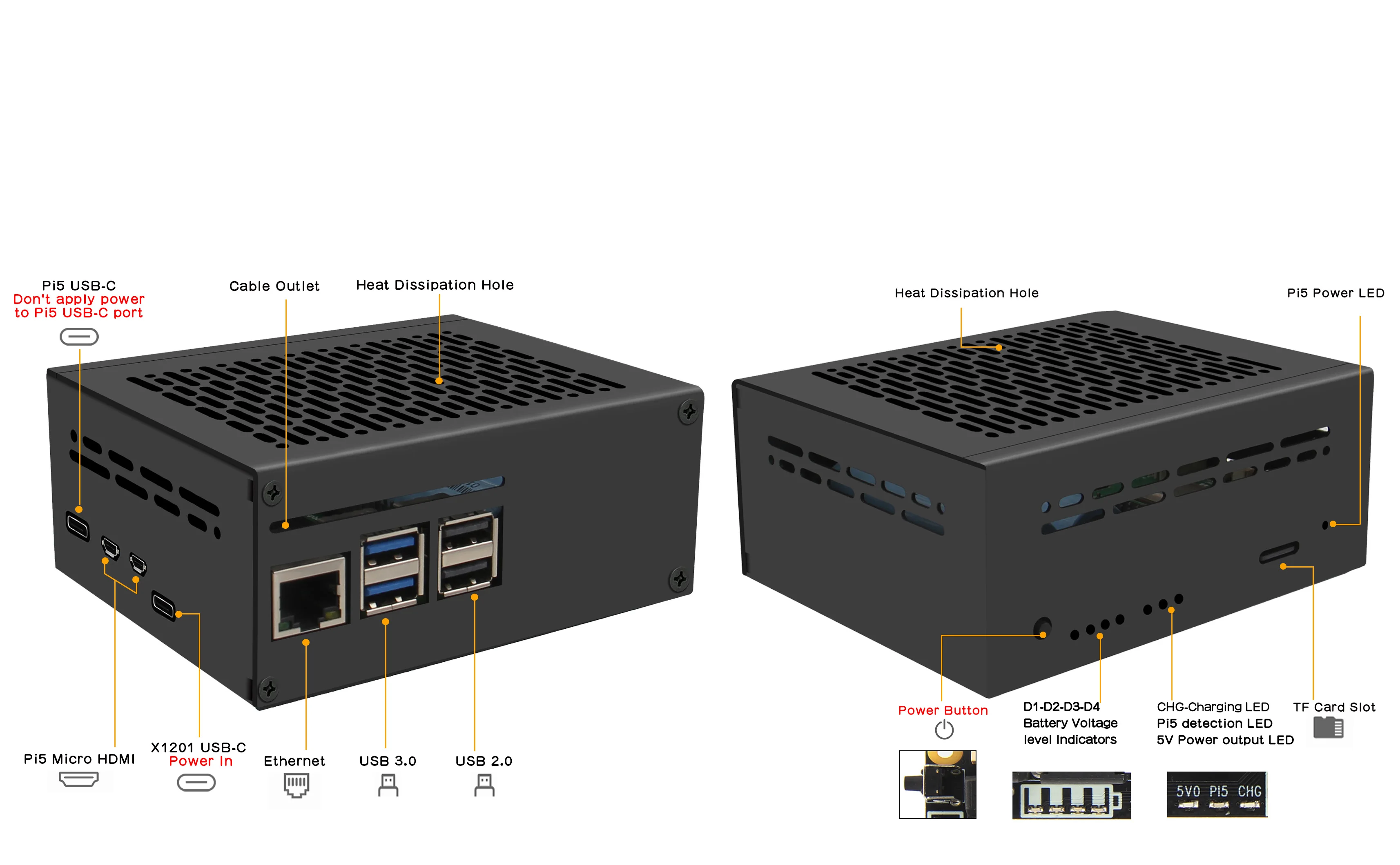 Geekbord X1201 V1.1 UPS HAT 및 전원 관리 보드(자동 전원 켜기 및 안전 종료 기능 포함) - 라즈베리 파이 5용