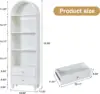 75.59" Tall Bookcase, 4 Tier Arched Bookshelf with 2 Drawers, Modern Book Display Storage Cabinet for Living Room, Bedroom 2