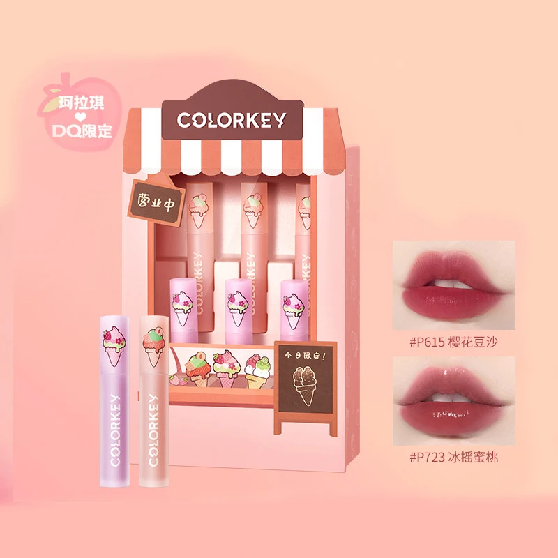 

Colorkey 6pcs Lip Glaze Ice Cream Mirror Velvet Gift Box 1 SET