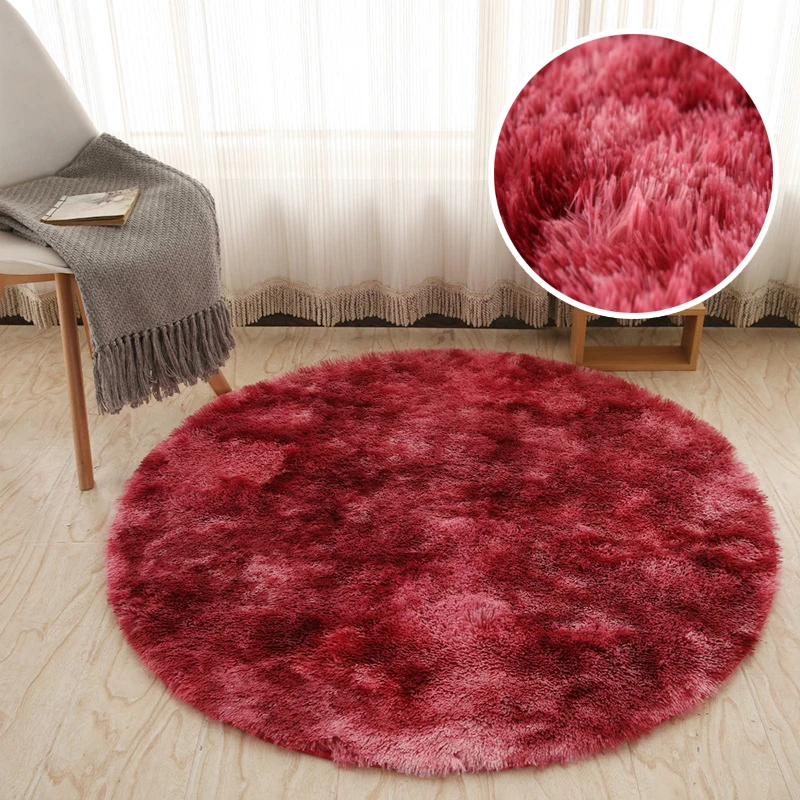 0.6m-2m Tie Dye Circular Carpet Ins Modern Minimalist Long Hair Computer Chair Floor Mat Gradient Color Bathroom Absorbent Pad