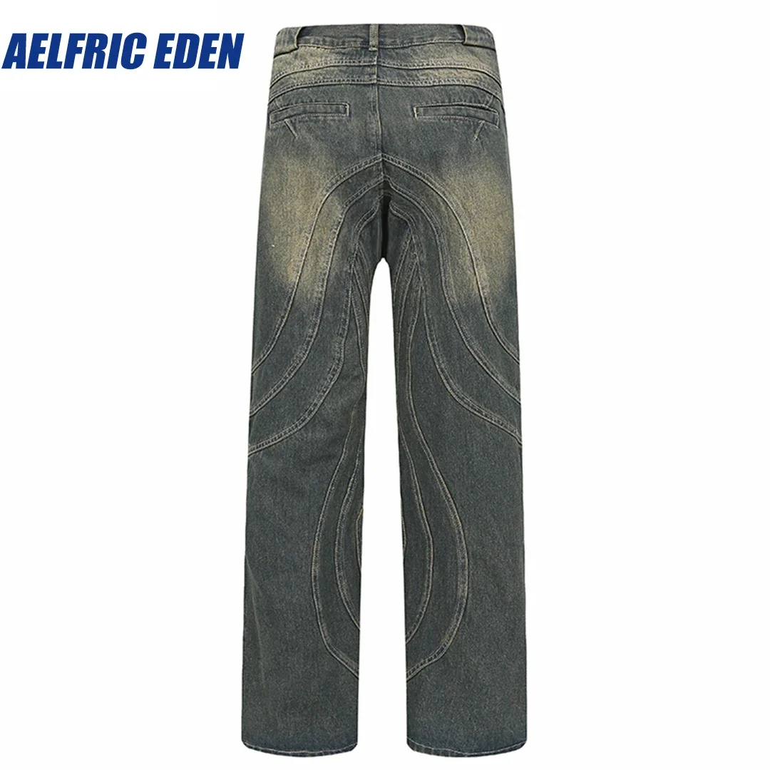 Aelfric Eden Baggy Denim Pant 2023 Streetwear Vintage Jeans Men Harajuku Retro Striped Hip Hop Pants Jogger Cotton Denim Jeans