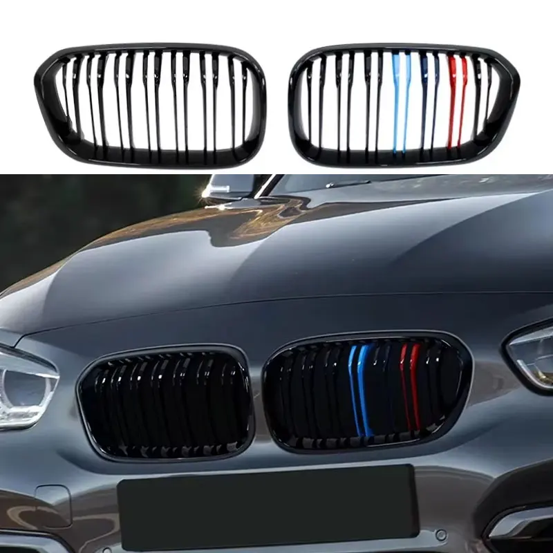 Front Kidney Grille 1 Pair Front Kidney Grille For BMW 1 Series F20 F21 Gloss Black Kidney Grill Replacement Racing Front Bumper Grilles