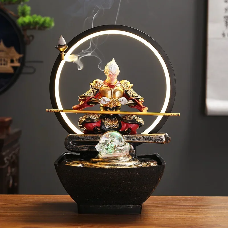 

Creative Flowing Water Ornaments Living Room Desktop Zen Decorative Lamp Ring Backflow Incense Decorative Crafts