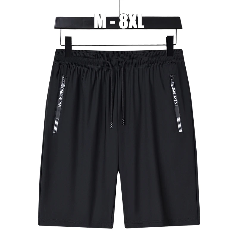 Summer Shorts Gym Fitness Men Plus Size Casual Shorts 6XL 7XL 8XL Big Size Shorts Men Ice Silk Stretchy Beach Shorts Breathable