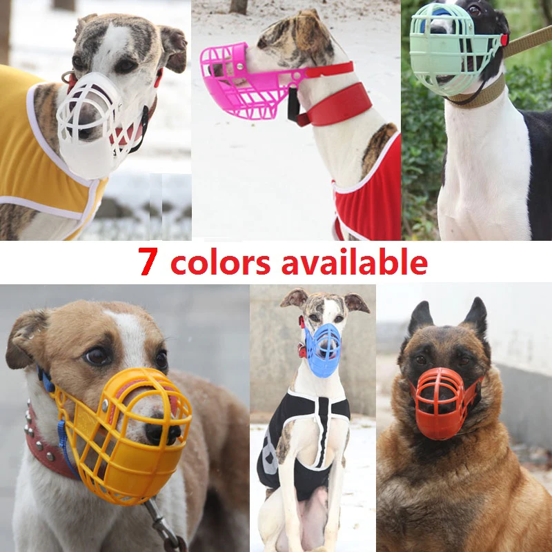 Adjustable Dog Muzzle Plastic Mask Anti-Barking Bite Mouth Cover Greyhound Gree Whippet Basket Muzzles Pet Supplies collars dog muzzle