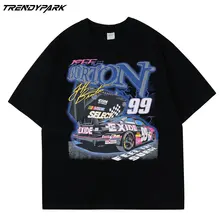 

Oversized T-shirt Anime Car Racing Print Cotton O-neck Tops Men T-shirt 2022 Harajuku Streetwear Casual Hip Hop T-shirt Men