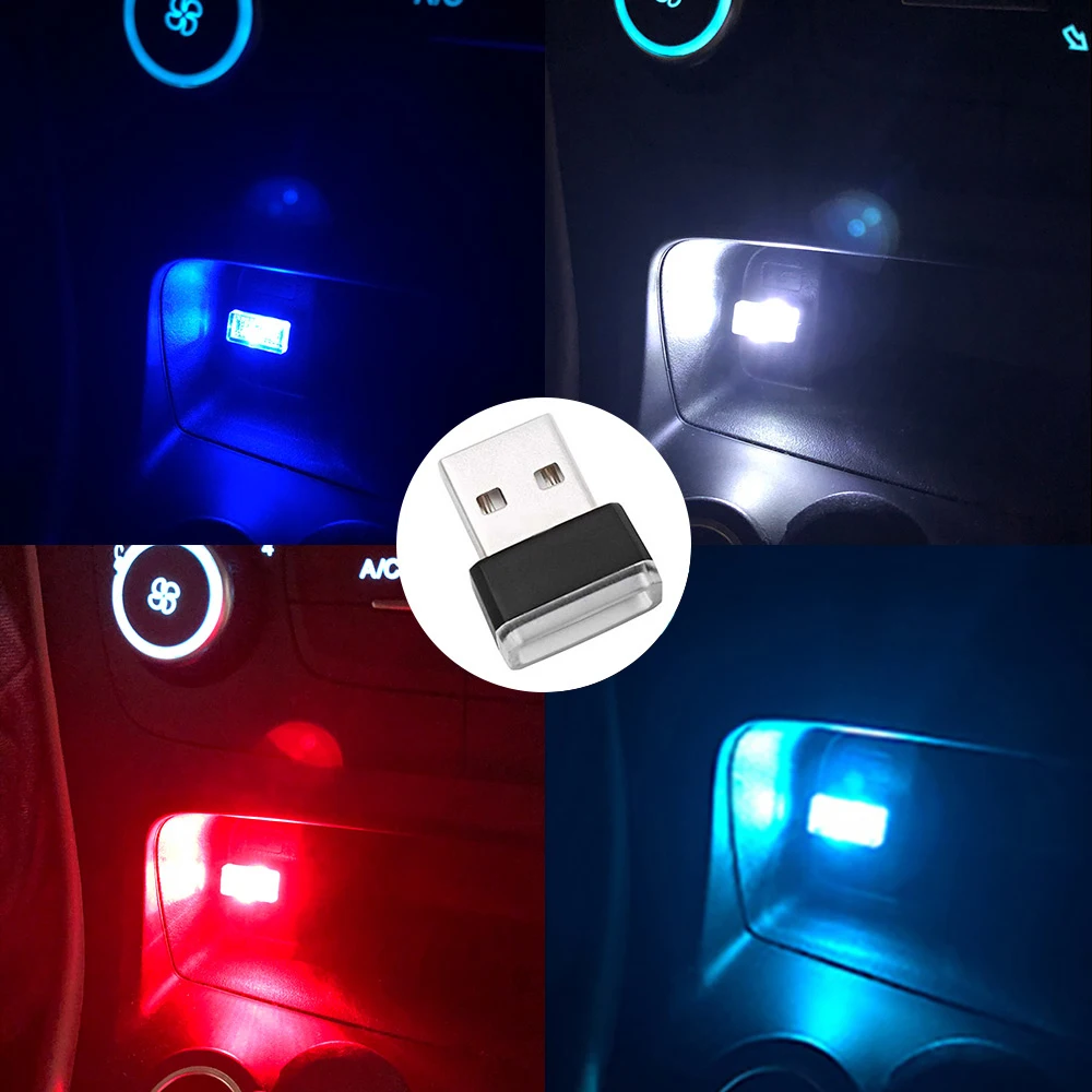 Auto USB LED luci d'atmosfera lampada decorativa illuminazione di emergenza  luce di benvenuto PC spina portatile gioca rosso blu Auto interni Led -  AliExpress