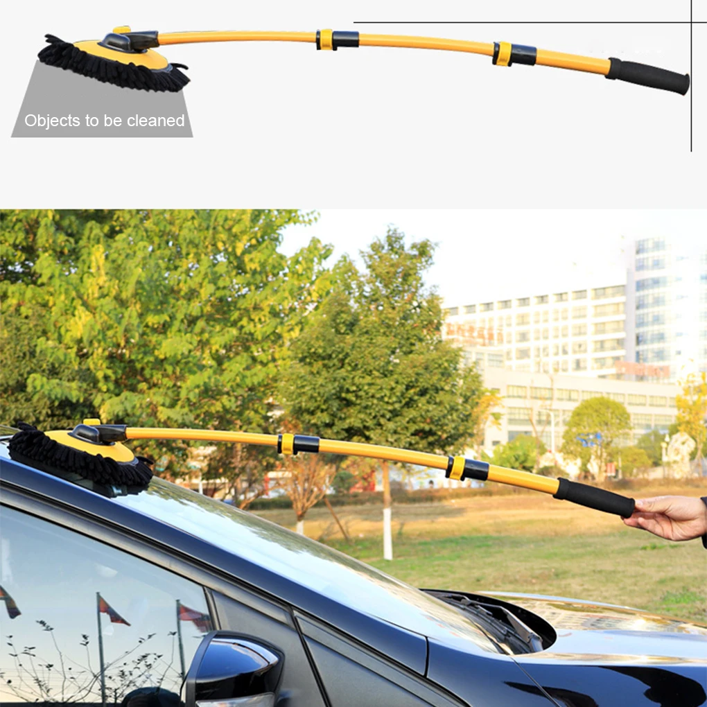 

Швабры для чистки автомобиля, портативные 3-ступенчатые регулируемые телескопические сверхмощные Сменные вращающиеся автомобильные щетки, аксессуары