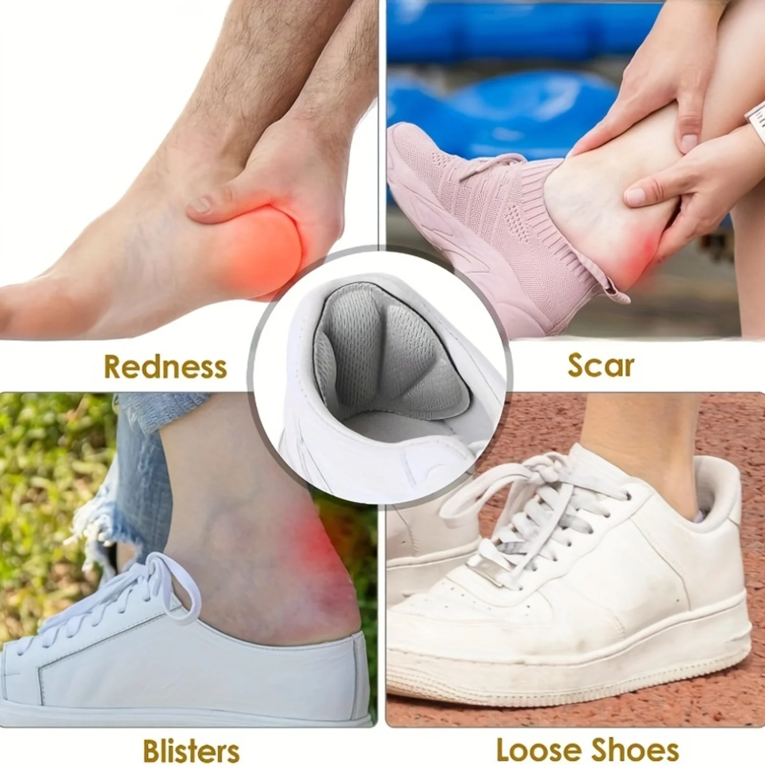 10 Pair Heel Grips Pads for Loose Shoes-Thick Cushion Liners with Insoles, Anti-Slip Blister Prevention Inserts-Volume-Boost