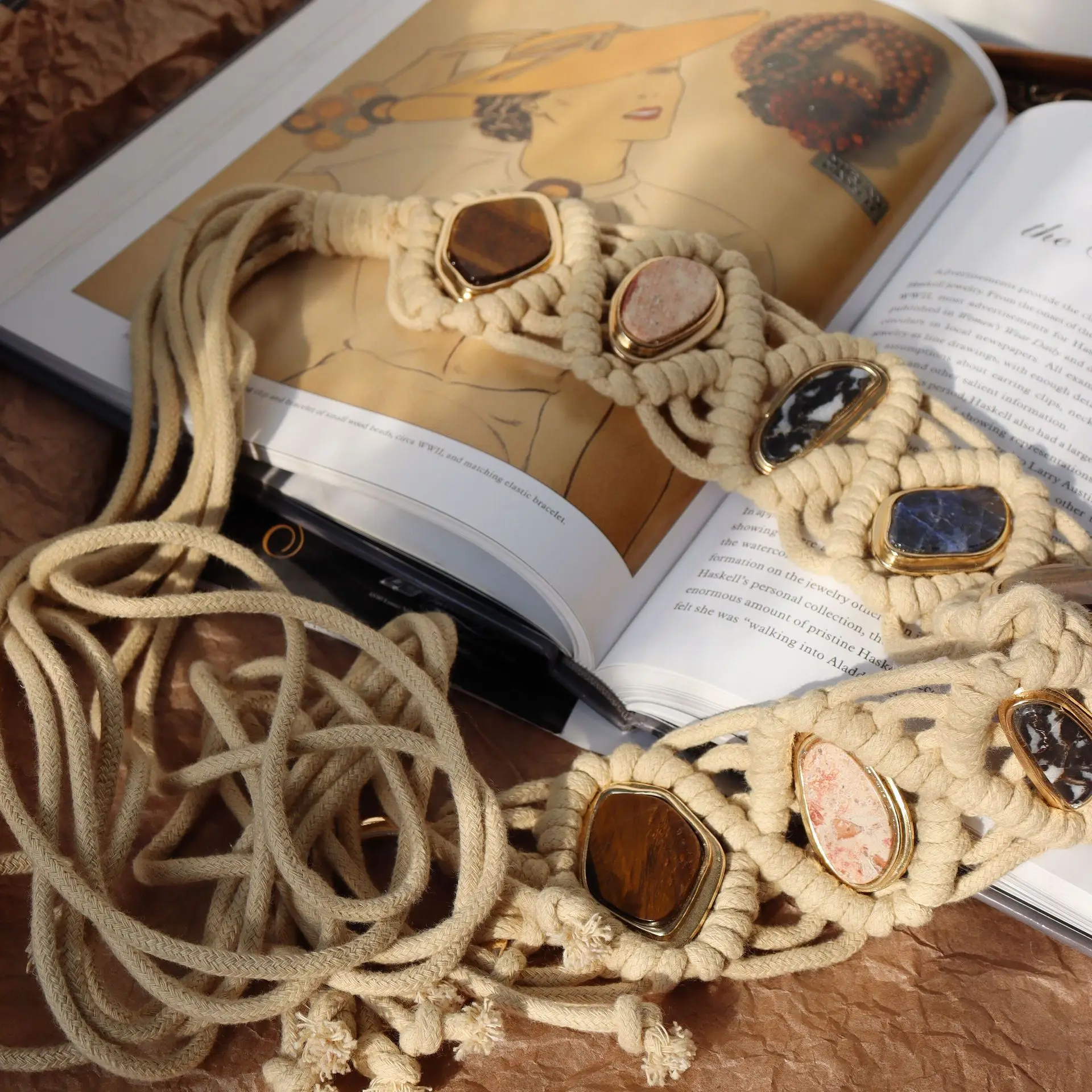 2024  Hand woven belt  women's waist chain ethnic style accessories