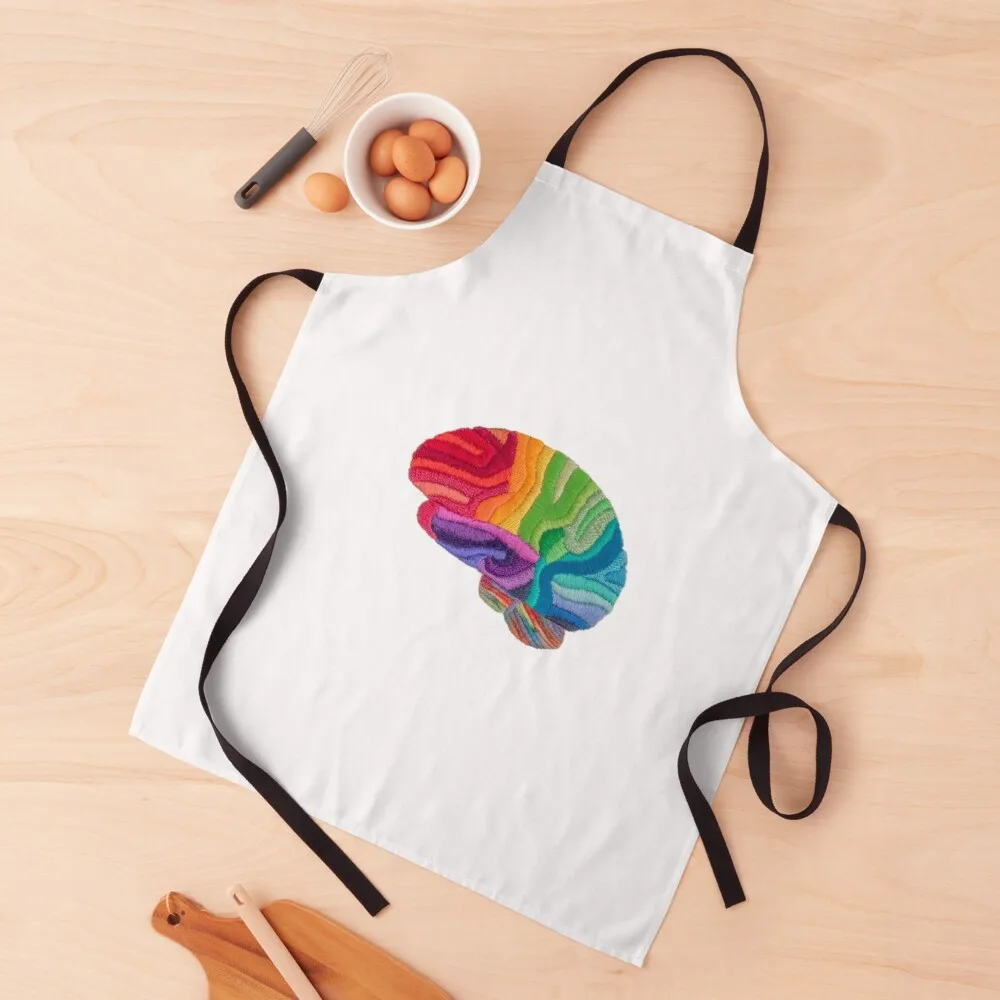 

Embroidered Look - Rainbow BrainApron Apron women's apron fashionable Kitchen accesories