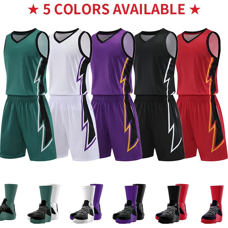 Design Breathable Basketball Shirt Sport Wear Quick Dry Collage Team Basketball Jersey Set Mens Uniform 5822