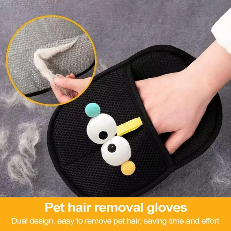Pet Hair Glove Cat Grooming Gloves Static Two-Way Reusable Washable Sticky Gentle Deshedding Tool For Dog Bathing Indoor Travel
