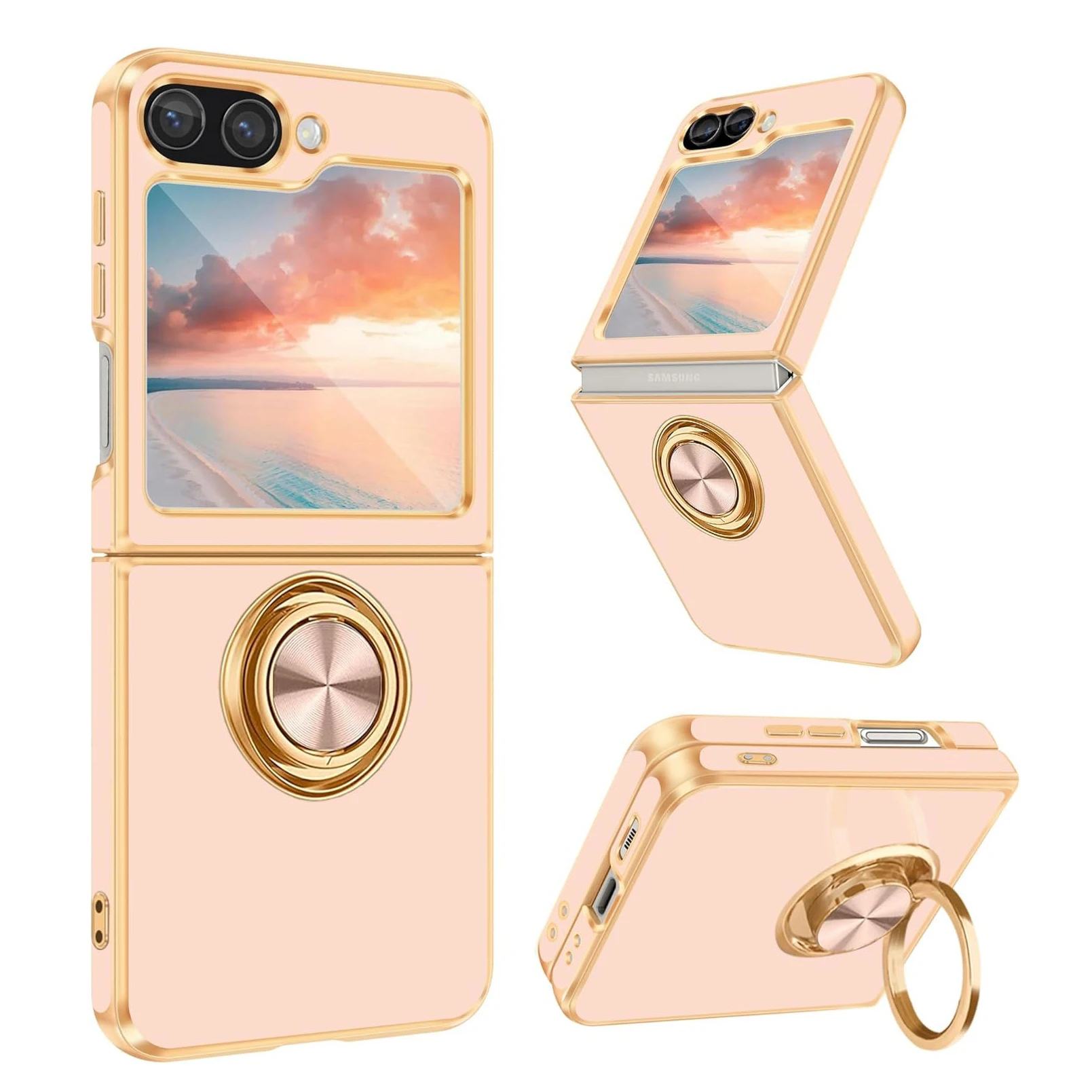 Electroplate Solid Color Magnetic Ring Holder Phone Case