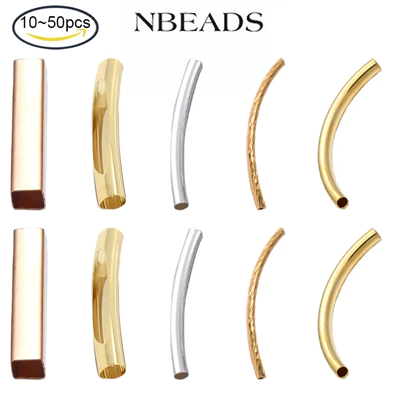 

10-50PC 2 Colors Curved Noodle Tube Beads Sleek Twist Curved Long Tube Spacer Beads for DIY Bracelet Necklace Jewelry Making
