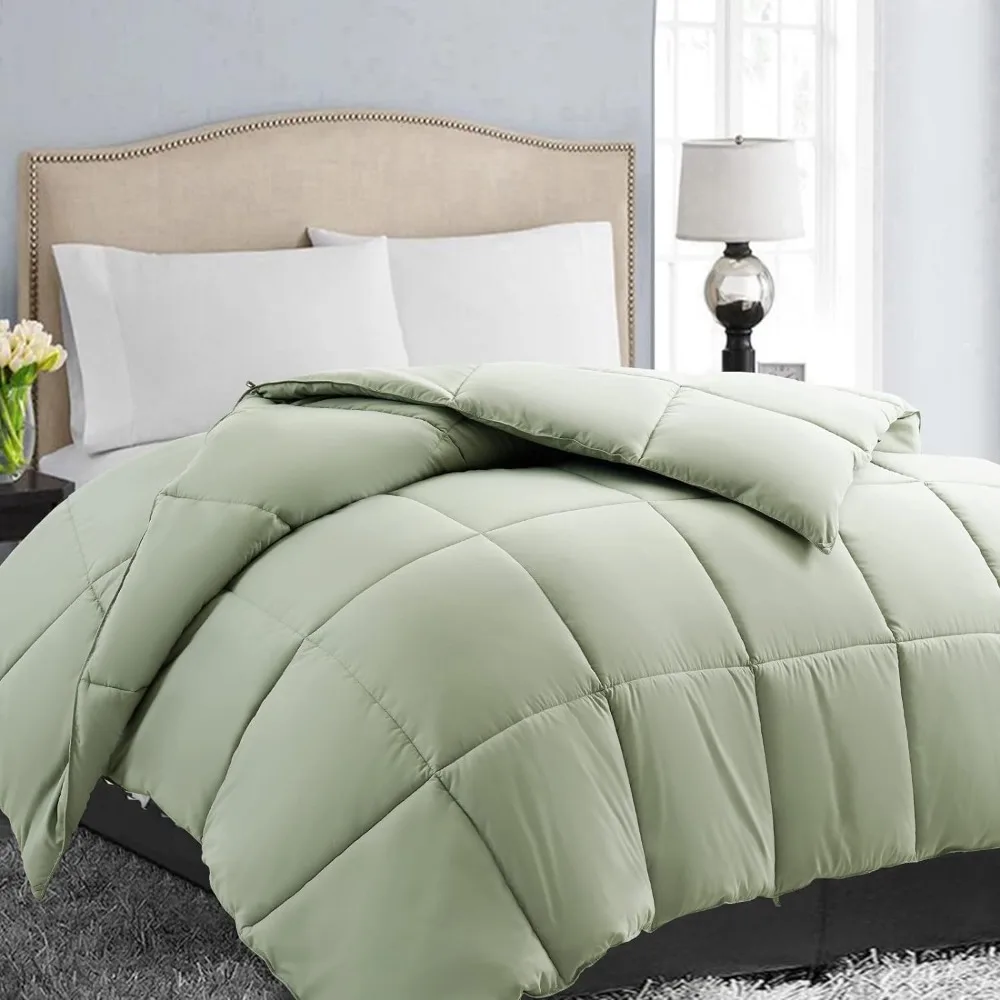 

Duvets Sage Green Quilts for Bed Winter Summer Warm Fluffy Double Bed Quilt 98''x116'' Comforter Four Seasons Bedding Home