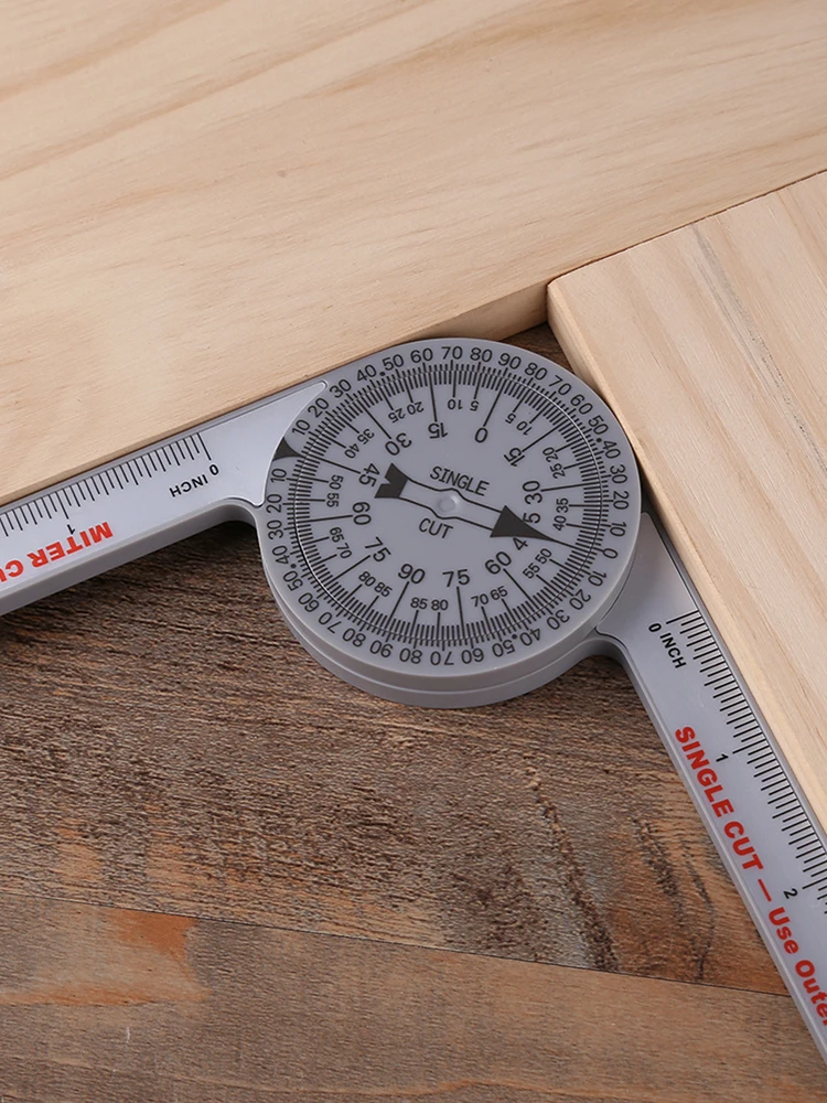 Miter Saw Protractor with Pencil Woodworking Cutting Positioner Inside & Outside Miter Angle Finder for Carpenters Plumbers