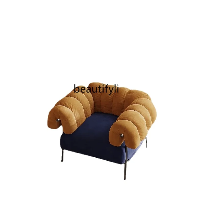

Italian-Style Light Luxury Single Sofa Modern Simple Leisure Balcony Lazy Armchair Special-Shaped Cream Silent Style