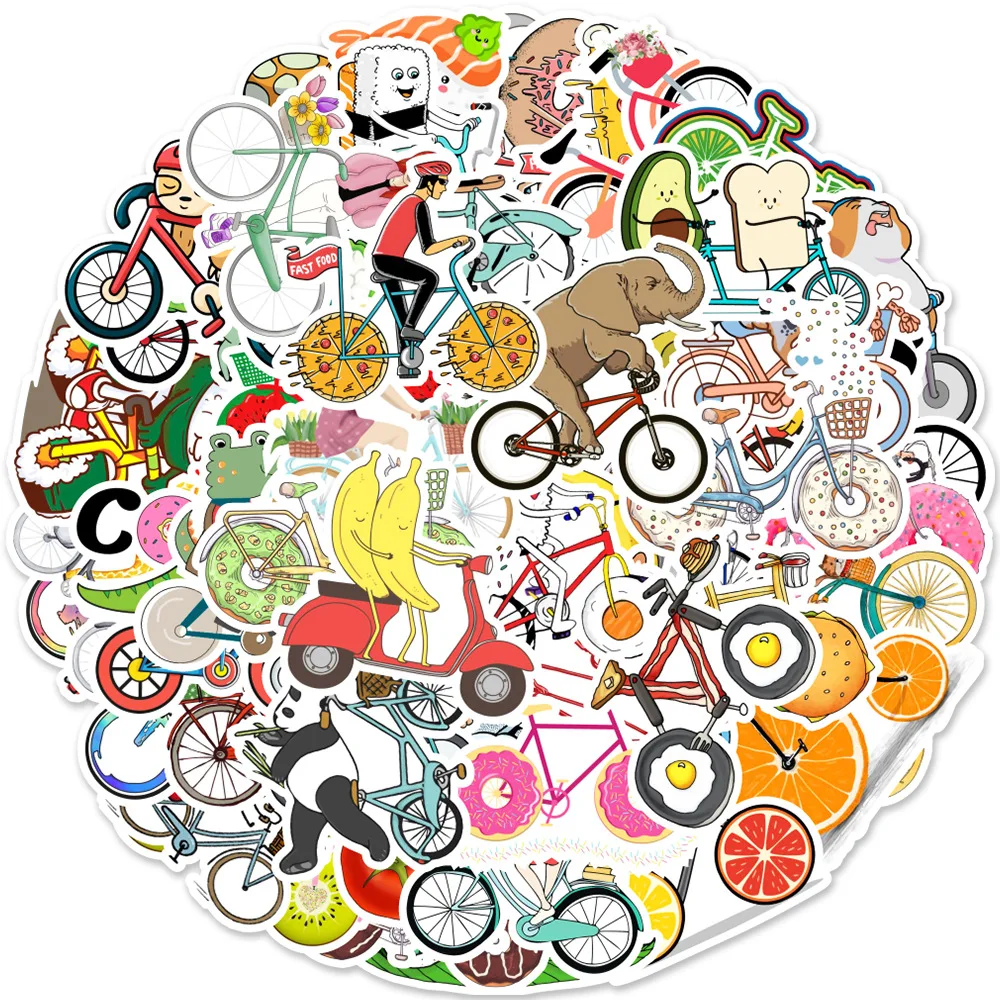 

10/30/50PCS Sports Cute Cartoon Bicycle Sticker Kids Toys Graffiti Diary Trolley Case Laptop Waterproof Ipad Sticker Wholesale