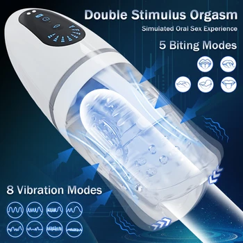 Automatic Male Masturbator Biting Vibrating Oral Blowjob Man Masturbation Pocket Pussy Waterproof Adult Goods Sex Toy for Men