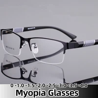 Lunettes de myopie d'affaires pour hommes unisexe classique demi-monture lunettes de Prescription rétro moins dioptrie lunettes myopes 0 à-4.0 1
