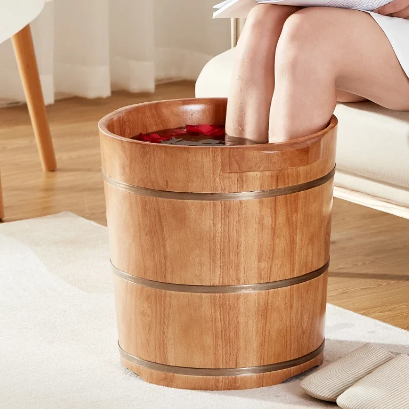 Wooden Foot Soaking Barrel 40CM Solid Wood Foot Wash, High and Deep Massage Container for Home Spa for Relaxation