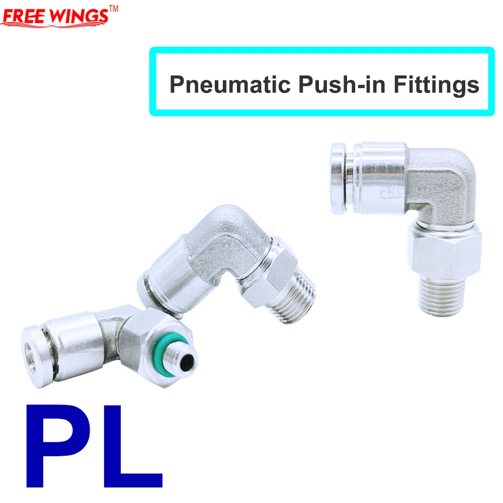 

304 Stainless Steel Quick-insert Air Pipe Joint Pneumatic Quick Joint PL Right Angle Bend High Temperature and High Pressure Cor