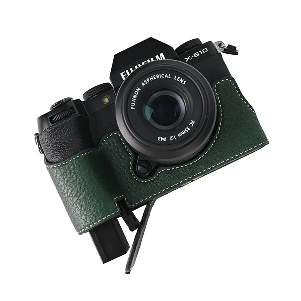 Litchi Skin PU Leather Half Case for Fujifilm Fuji XT50 XS10 XS20 XT30 XT30II XT20 XT10 XT5 XM5 Battery Opening Cover With Strap