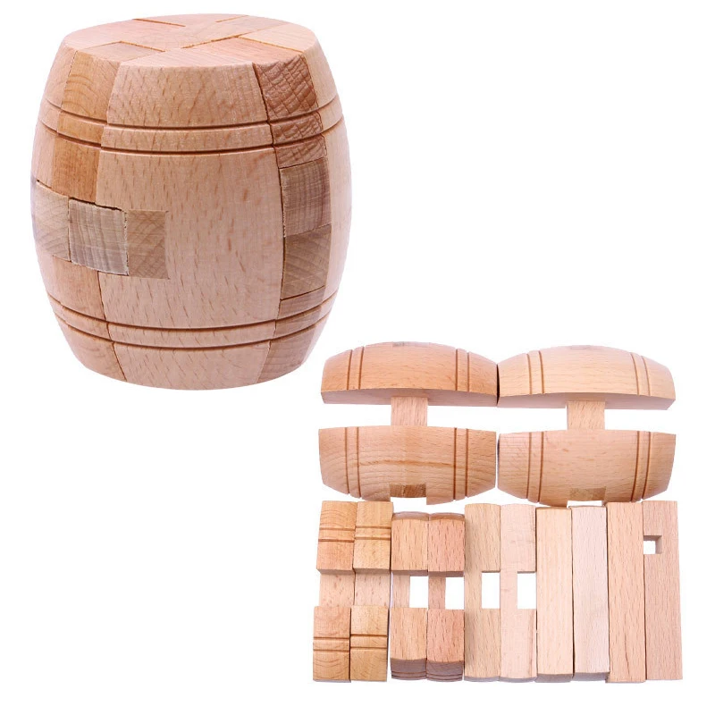 Barrel Wooden Puzzle Unlock Interlock Brain Teaser Toys For Adults And Kids Assembly & Disentanglement Unique Learning Gifts 6