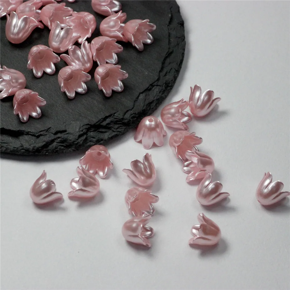 50PCS 9X11MM Imitation Perle Material Blume Form Perlen Für Handgemachte Handwerk Schmuck Dekoration, Der Acryl Staubblatt perlen – Detail 7