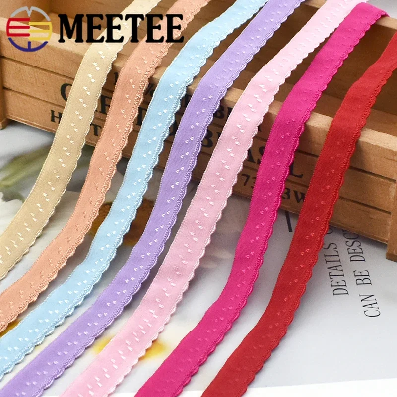 

10Meters Meetee 11mm Nylon Elastic Band Double-layered Edge Folding Bra Belt for Underwear Shoulder Strap DIY Sewing Accessories