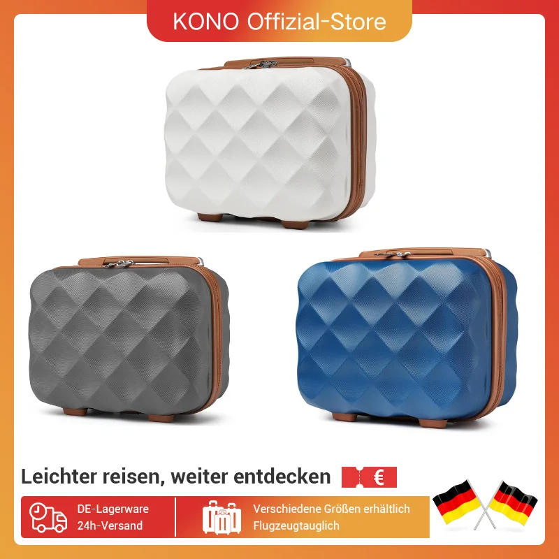 Étui de beauté pour voyageur britannique, mallette de maquillage rigide, bagage à main portable, poignée portée, ceinture grise 31x25x17.2cm