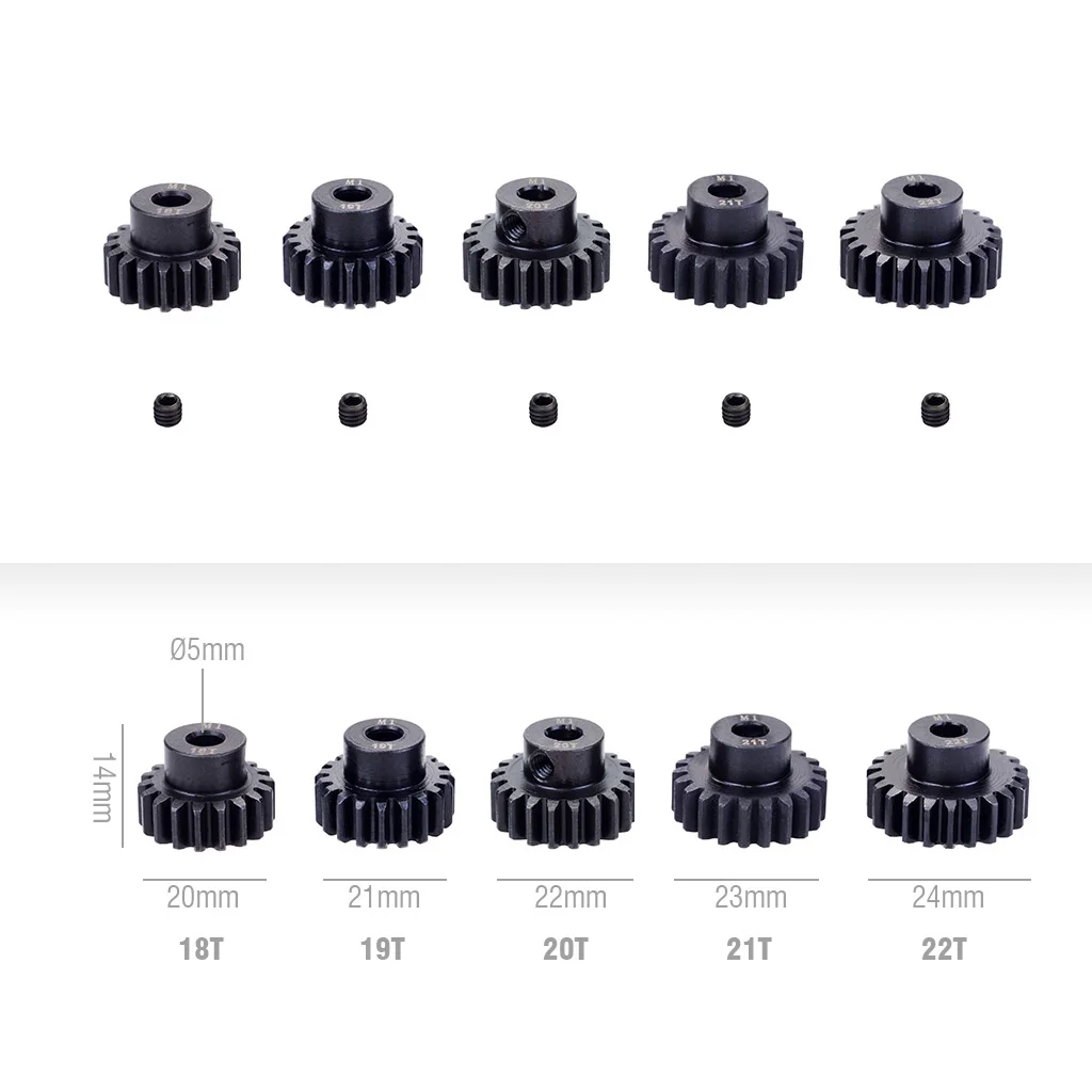 Durable Black Steel Metal Pinion Motor Gear Set - Multi-Tooth Options