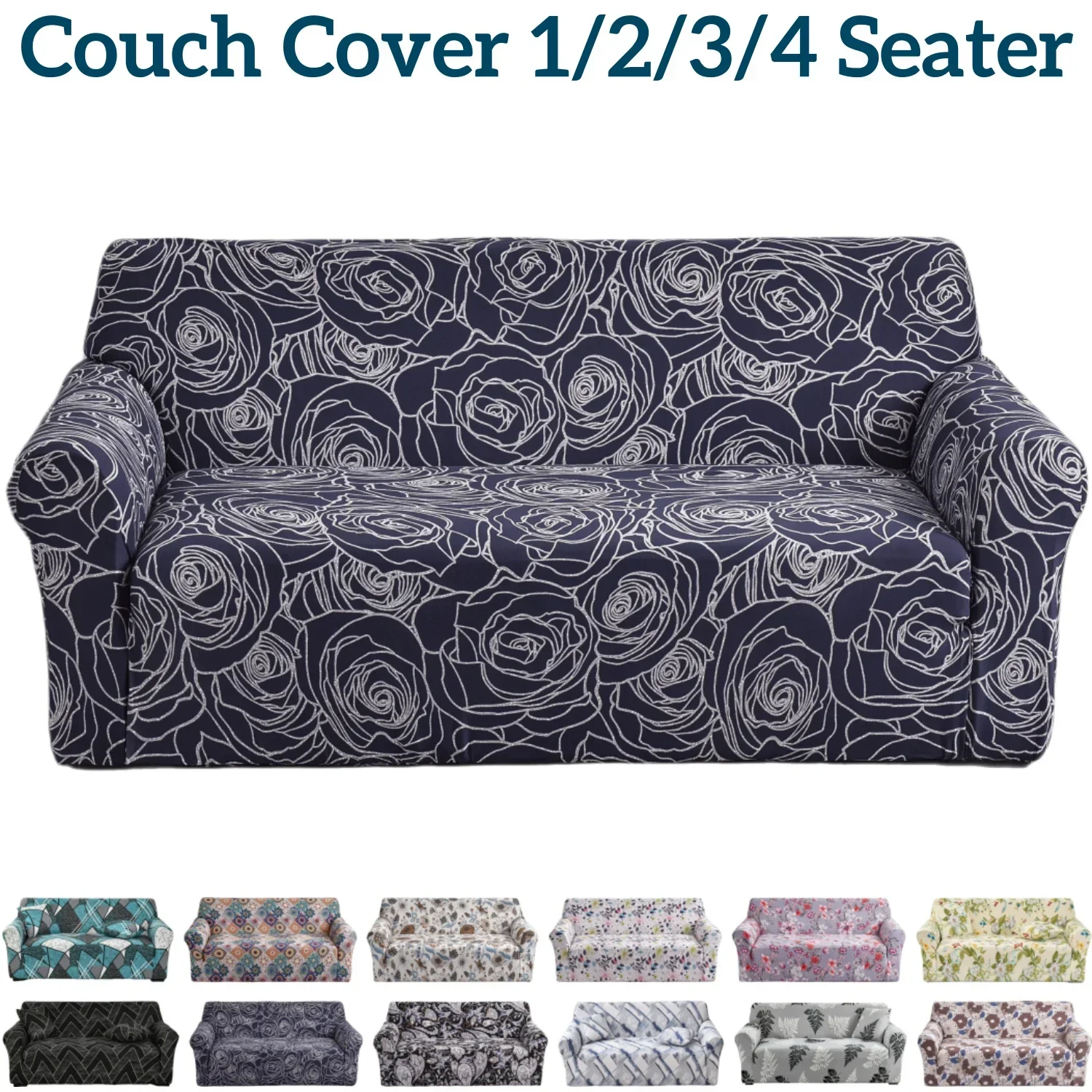 

Stretch Printed Sofa Cover Couch Cover Sofa Slipcover 1/2/3/4 Seater Floral Soft Spandex Sofa Protector Washable Removable