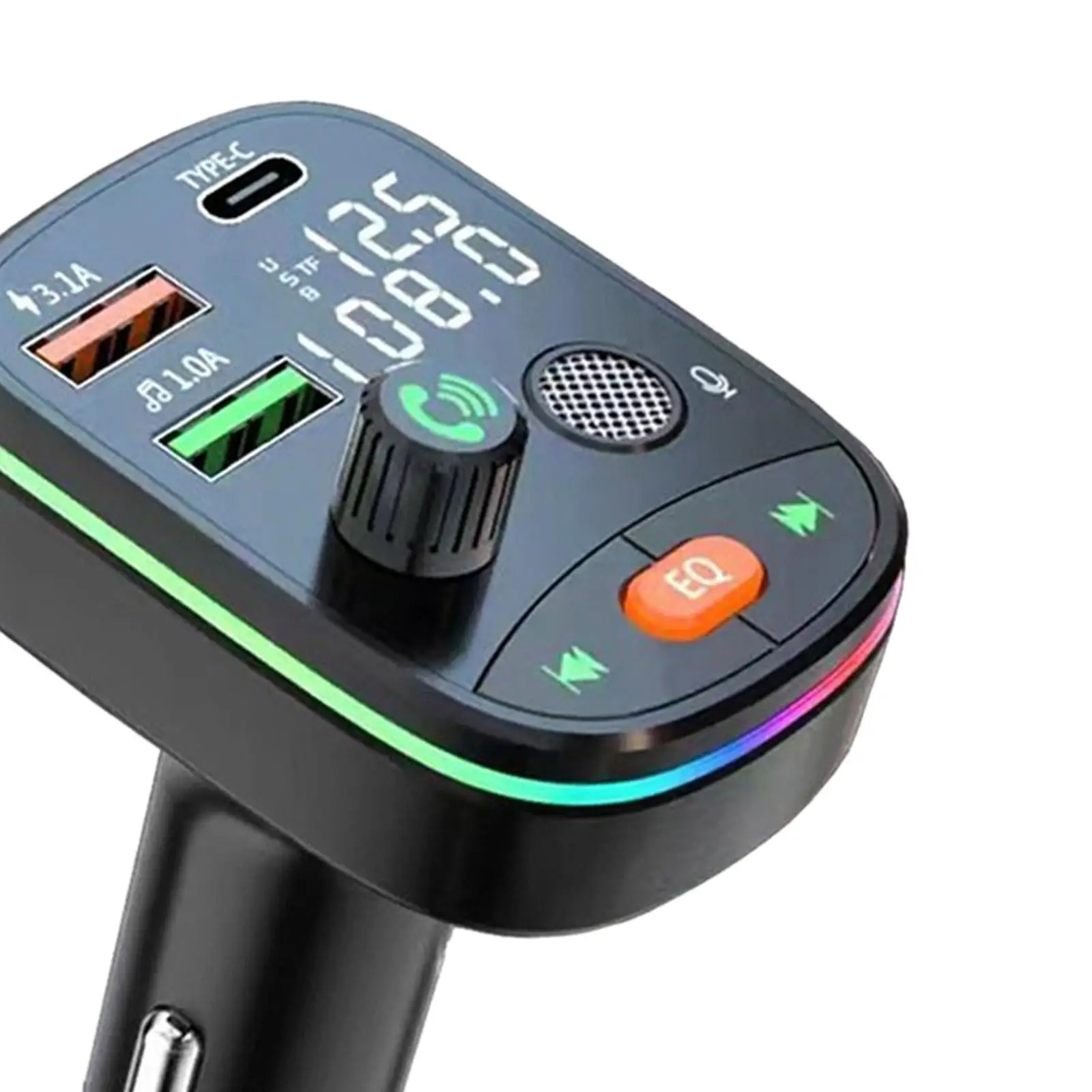 Bluetooth FM Transmitter Easy to Install Accessories Easy to Use Colorful Atmosphere Lights 80x57x42mm USB Disk Mic MP3 Player