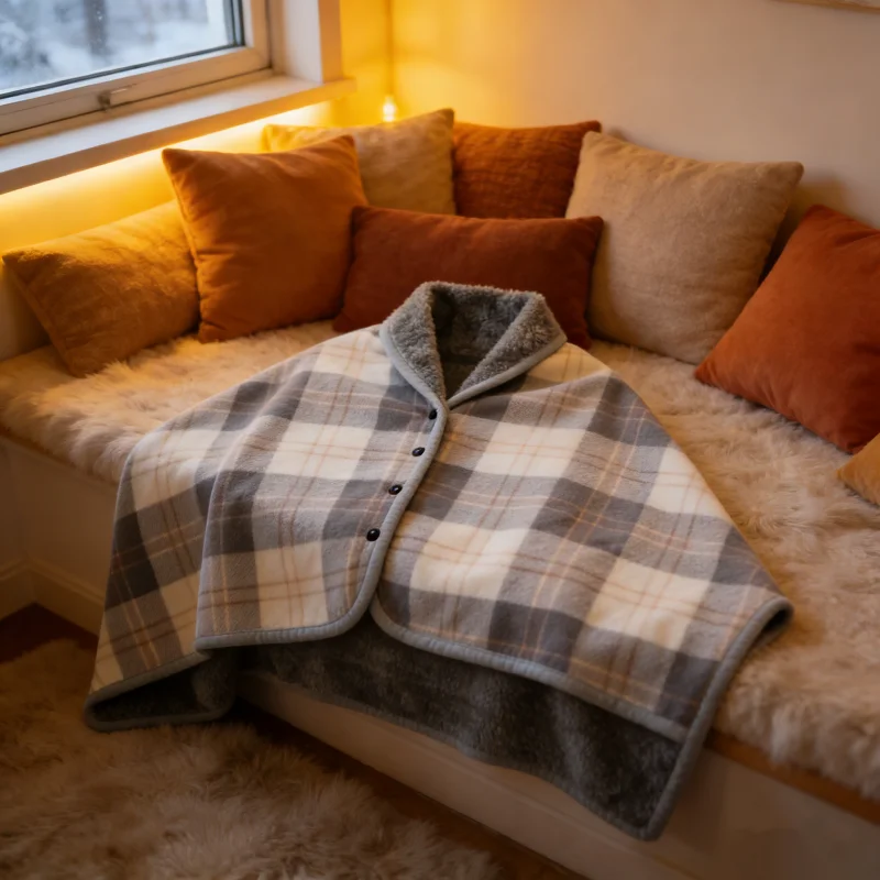 1pc Wearable Blankets Shawl Blanket Flannel Lazy Casual Office Blanket Sweater Wrap Topper Blanket Wearable Blankets Casual - 6